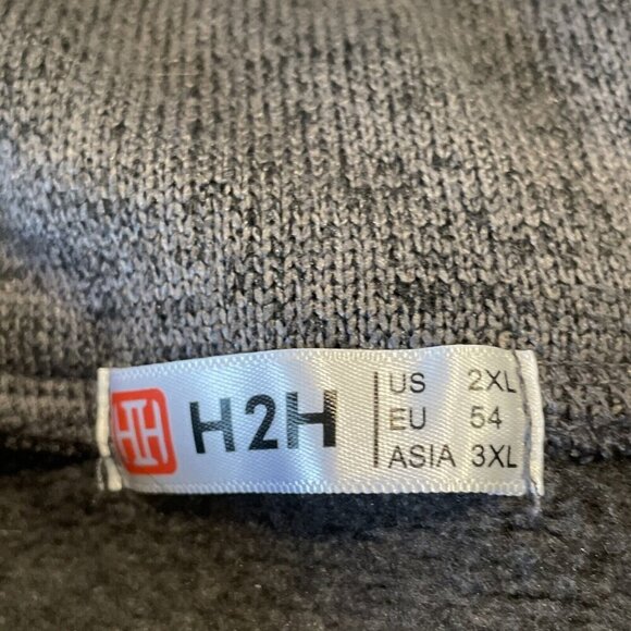 H2H Fleece Pullover Sweatshirt Men 2XL Gray Collared Buttons Outdoor Casual Dad - Picture 4 of 7